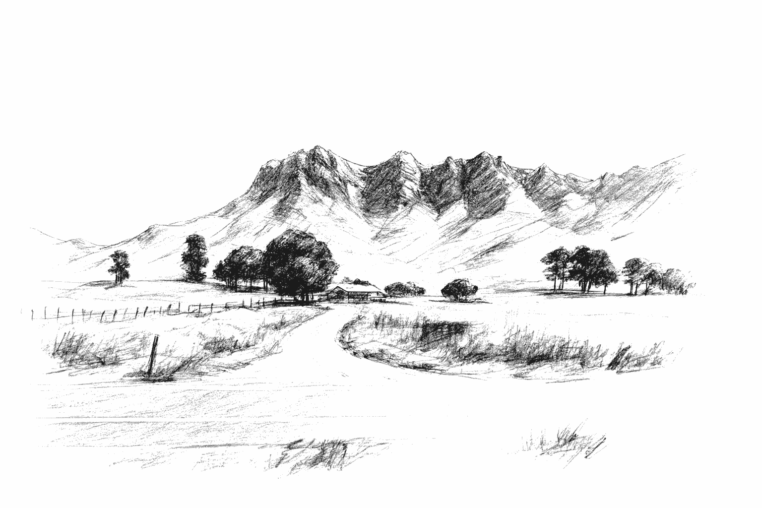 Ink sketch of Te Mata Peak